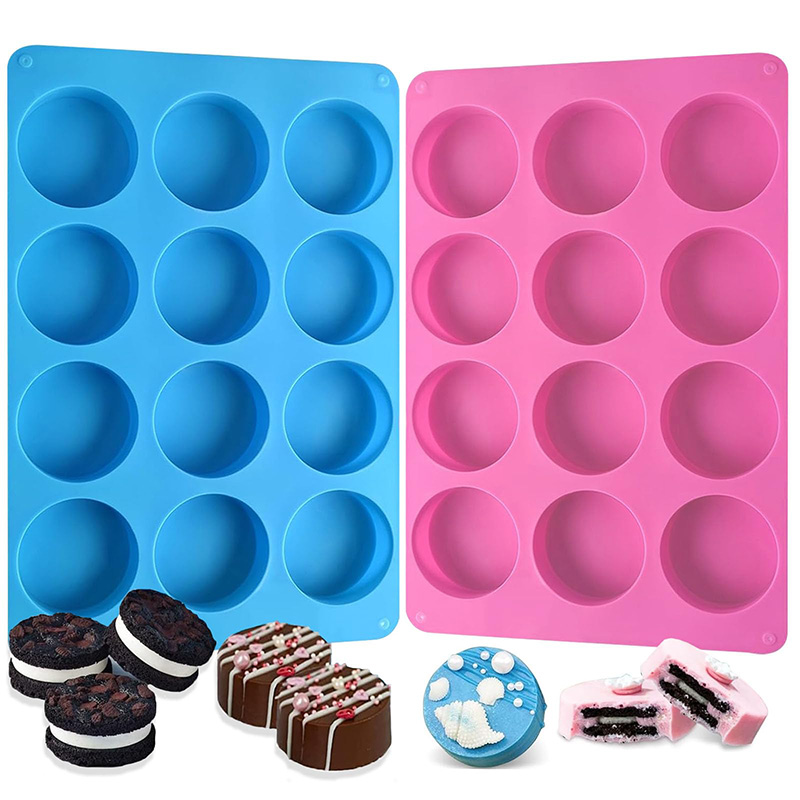 Soap Making Kit - Round Silicone Molds 12-Cavity Cylinder Chocolate