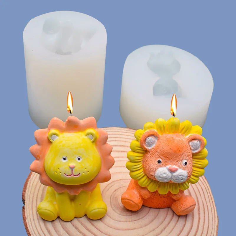Soap Making Kit - Cute Lion Silicone Candle Mold 3D